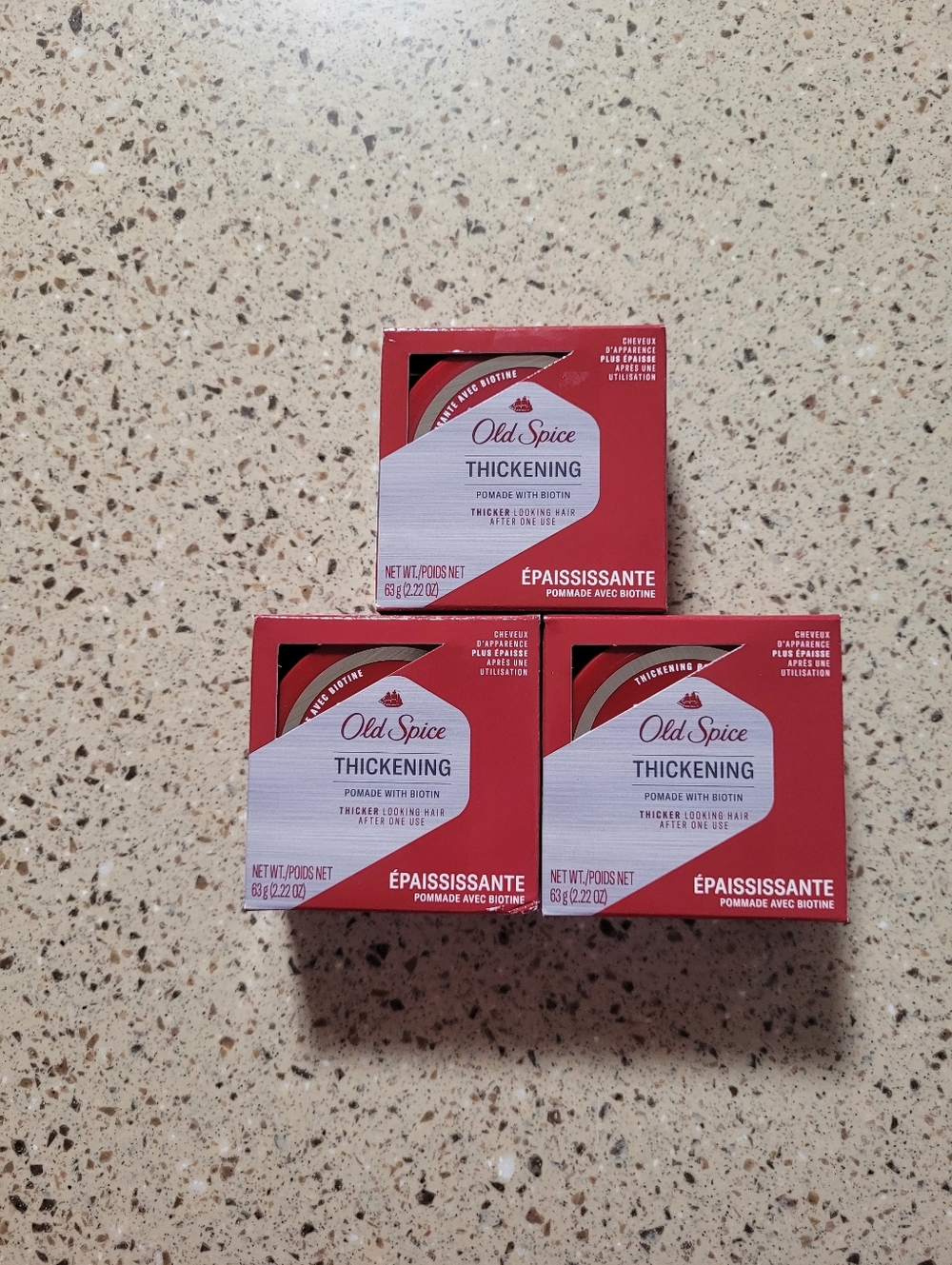 (3) Old Spice Thickening Pomade With Biotin 2.22 oz Each Thicker Looking Hair